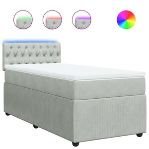 vidaXL Sommier à lattes de lit et matelas Gris clair 80x200 cm Velours