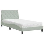 vidaXL Lit avec matelas gris clair 100x200 cm velours