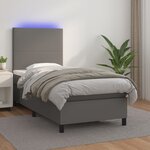 vidaXL Sommier à lattes de lit avec matelas et LED Gris 100x200 cm