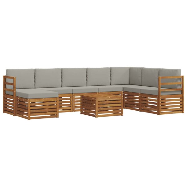 vidaXL Ensemble de canapés d'extérieur 9 pc Gris Naturel et Clair
