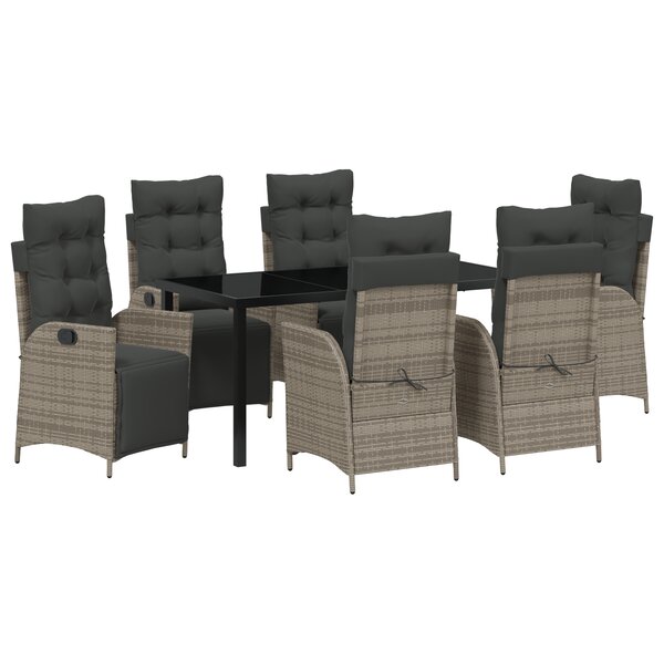 vidaXL Ensemble de 7 pièces de salle à manger de jardin Gris Rattan Poly