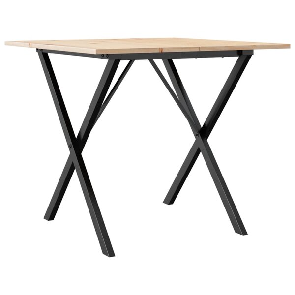 vidaXL Table à manger cadre en X 90x90x75 cm bois de pin massif fonte
