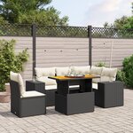 vidaXL Salon de jardin 6 Pièces avec coussins noir résine tressée