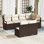 Set de canapé de jardin vidaXL 7 pièces avec coussins marron en résine tressée