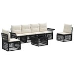vidaXL Ensemble de canapé de jardin 7 Pièces Noir polyrotin