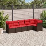 vidaXL Salon de jardin 6 Pièces avec coussins marron résine tressée