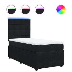 vidaXL Sommier à lattes de lit avec matelas Noir 100x200 cm Velours