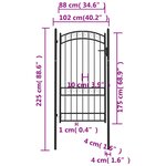 vidaXL Portail de clôture avec dessus arqué Acier 100x175 cm Noir
