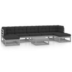 Salon de jardin meuble d'extérieur ensemble de mobilier 8 pièces avec coussins gris bois de pin massif 02_0017576
