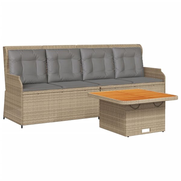 vidaXL Salon de jardin avec coussins 3 Pièces beige résine tressée