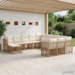 vidaXL Ensemble de canapés d'extérieur 12 Pièces Blanc Naturel et Crème
