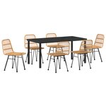 vidaXL Ensemble de Salle à Manger de Jardin 7 Pièces Marron Poly Rattan
