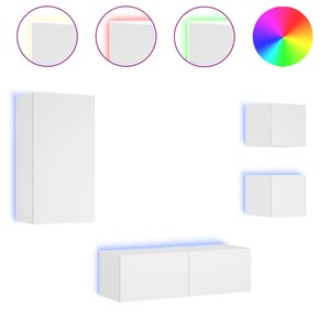 vidaXL Meuble TV muraux 4 Pièces avec lumières LED blanc