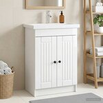 vidaXL Armoire sous évier de salle de bain Blanc brillant