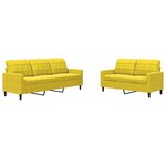 vidaXL Ensemble de canapés 2 Pièces avec coussins Jaune Velours