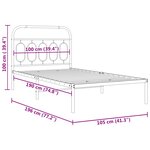 vidaXL Cadre de lit métal sans matelas avec tête de lit noir 100x190cm