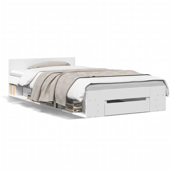 vidaXL Cadre de lit avec tiroir sans matelas blanc 100x200 cm