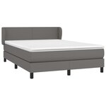 vidaXL Sommier à lattes de lit avec matelas Gris 140x200 cm Similicuir