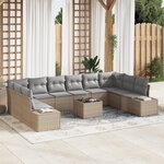 vidaXL Ensemble de canapé de jardin à 11 pièces avec coussins en rattan poly noir