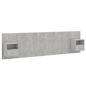 vidaXL Tête de lit avec armoires Gris béton Bois d'ingénierie