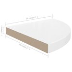 vidaXL Étagère d'angle flottante blanc brillant 35x35x3 8 cm MDF