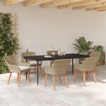 vidaXL Ensemble de Salle à Manger de Jardin de 7 Pièces en Osier Poly Beige
