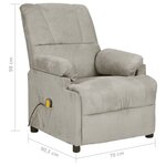 vidaXL Fauteuil de massage gris clair tissu microfibre