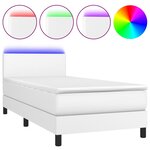 vidaXL Sommier à lattes de lit et matelas et LED Blanc 100x200 cm