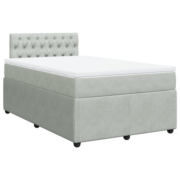vidaXL Sommier à lattes de lit et matelas Gris clair 120x200cm Velours