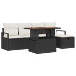 Set de Canapé de Jardin 6 Pièces avec Coussins Noir Rattan
