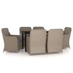 vidaXL Ensemble à manger de jardin et coussins 7 Pièces Marron