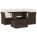 vidaXL Salon de jardin avec coussins 5 Pièces marron résine tressée