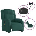 vidaXL Fauteuil de massage inclinable électrique Vert foncé Tissu