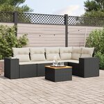 vidaXL Salon de jardin 6 Pièces avec coussins noir résine tressée