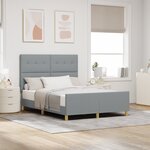 vidaXL Cadre de lit Gris clair 140x200 cm en tissu
