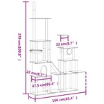 vidaXL Arbre à chat avec griffoirs en sisal Gris foncé 279 cm