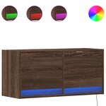 vidaXL Meuble TV mural avec lumières LED chêne marron 80x31x35 cm