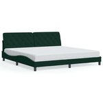vidaXL Cadre de lit avec LED sans matelas vert foncé 200x200 cm velours