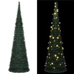 vidaXL Sapin de Noël artificiel pré-éclairé avec guirlandes vert 210cm