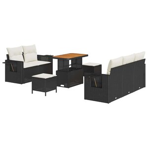 vidaXL Ensemble de canapé de jardin avec coussin 8 Pièces Noir et crème
