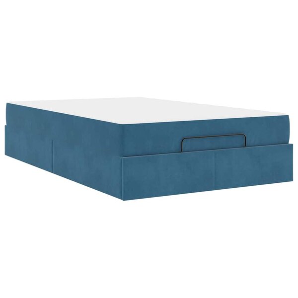 vidaXL Cadre de lit avec matelas Bleu 120 x 190 cm Velours