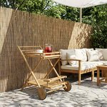 vidaXL Chariot à thé avec roues Naturel 79 x 67 5 x 84 cm Bambou