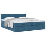 vidaXL Cadre de lit ottoman avec matelas bleu foncé 200x200 cm velours