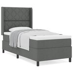 vidaXL Lit ressorts avec matelas gris foncé 100x200 cm en tissu