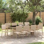 vidaXL Ensemble de salle à manger pour jardin 11 Pièces Beige Poly rotin