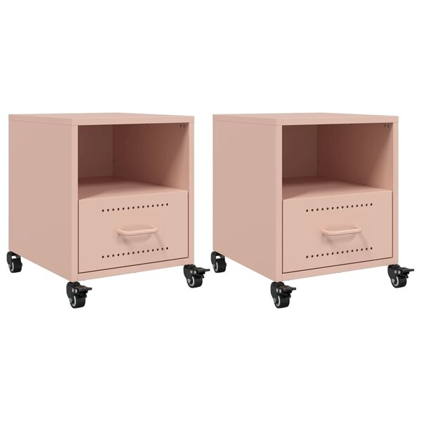 vidaXL Tables de chevet 2 Pièces rose 36x39x43 5 cm acier