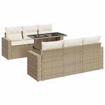 vidaXL Salon de jardin avec coussins 7 Pièces beige résine tressée