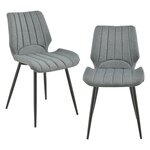Lot de 2 chaise de cuisine salle à manger bureau pour restaurants housse textile pieds en métal siège rembourré 77 cm gris 03_0002759