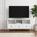 vidaXL Meuble TV 102 x 34 5 x 50 cm Blanc Brillant Bois d’ingénierie