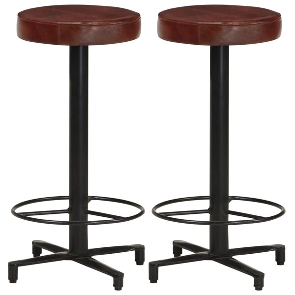vidaXL Tabourets de bar lot de 2 66 cm cuir véritable